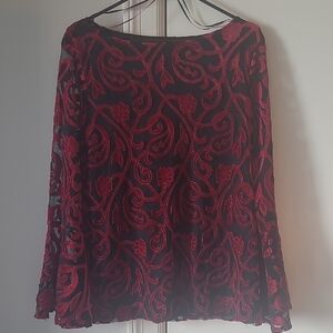 Charter Club Black and Red Embroidered Top